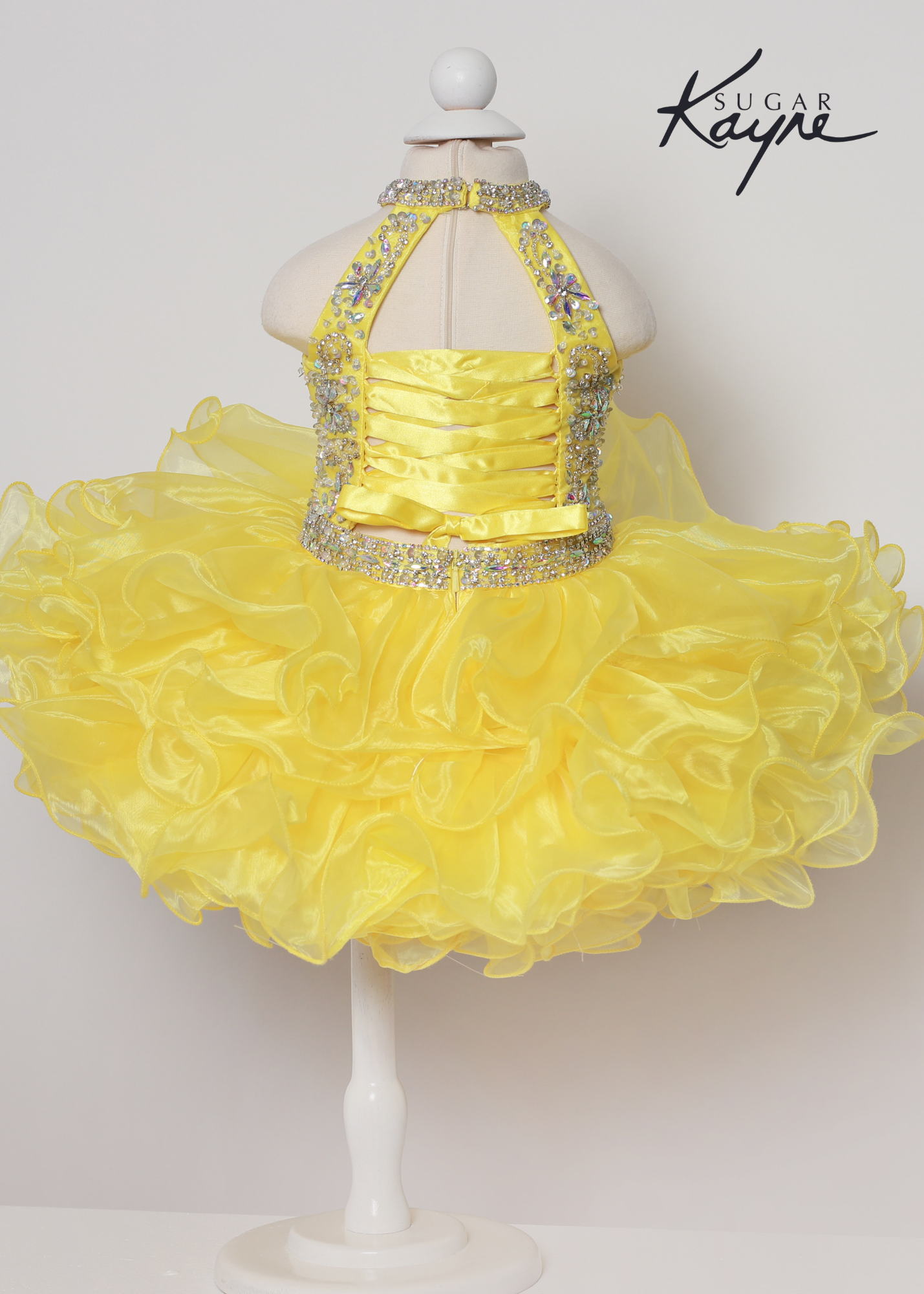Sugar Kayne Pageant Cupcake Ruffled Crystal Embellished Girls Dress