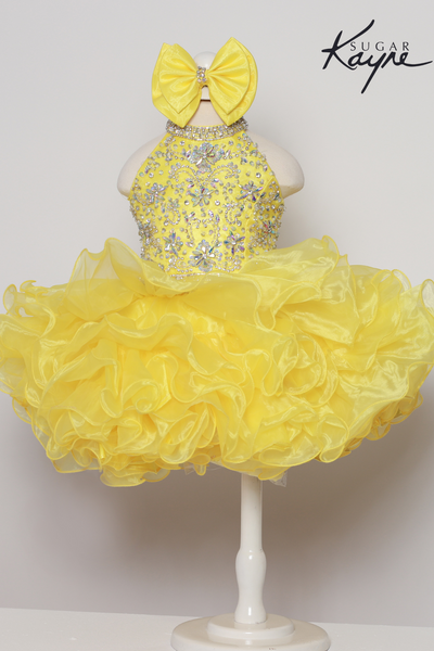 Sugar Kayne Pageant Cupcake Ruffled Crystal Embellished Girls Dress
