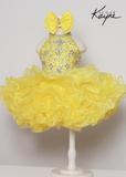 Sugar Kayne Pageant Cupcake Ruffled Crystal Embellished Girls Dress