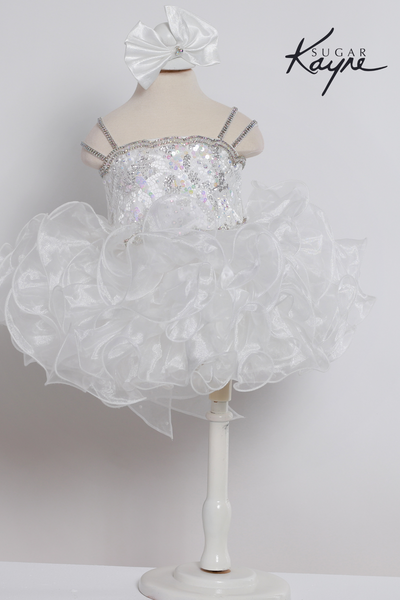 Sugar Kayne Cupcake Organza Sequined Crystal Embellished Dress