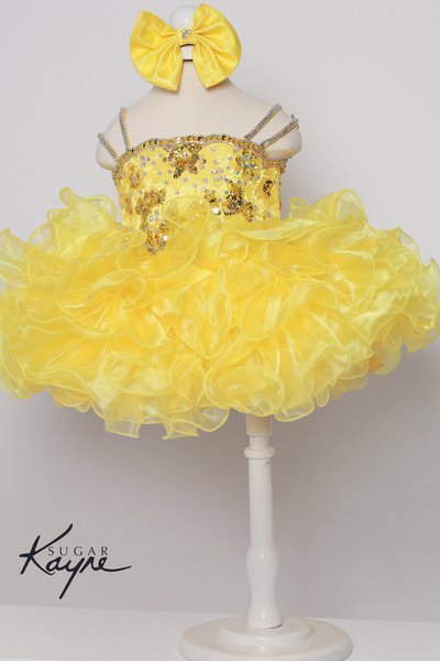 Sugar Kayne Cupcake Organza Sequined Crystal Embellished Dress