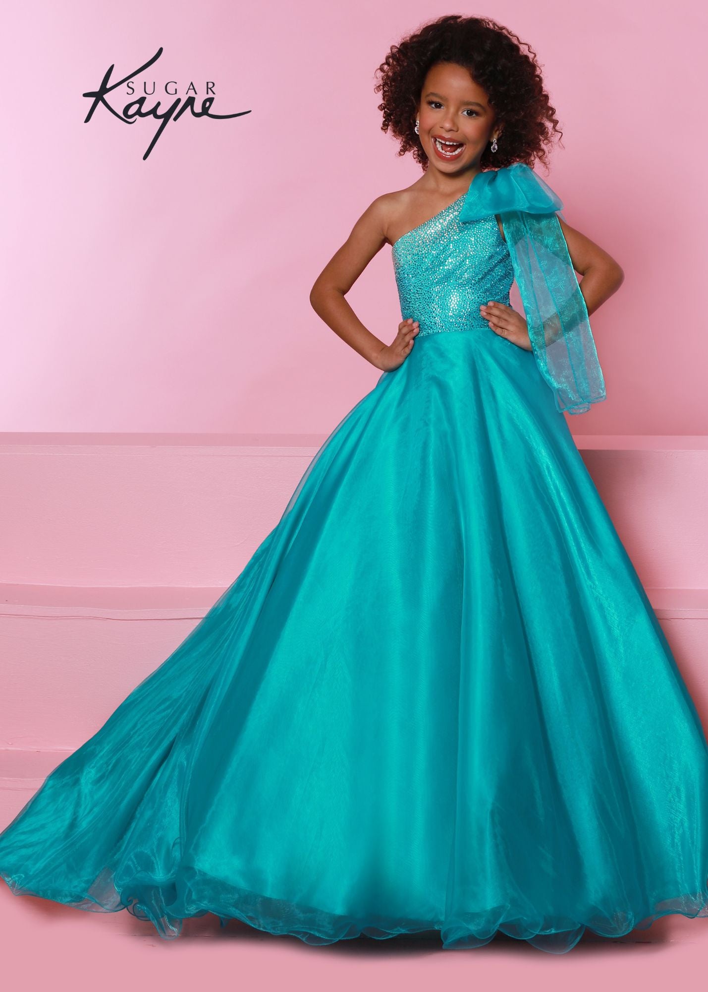 Sugar Kayne By Johnathan Kayne Elegant One Shoulder Girls Pageant Ballgown
