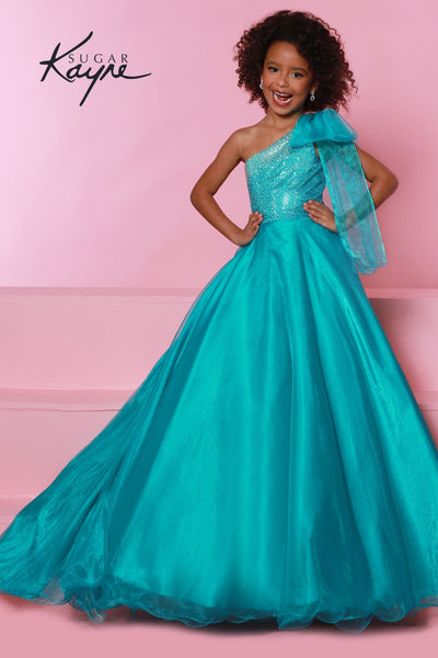 Sugar Kayne By Johnathan Kayne Elegant One Shoulder Girls Pageant Ballgown