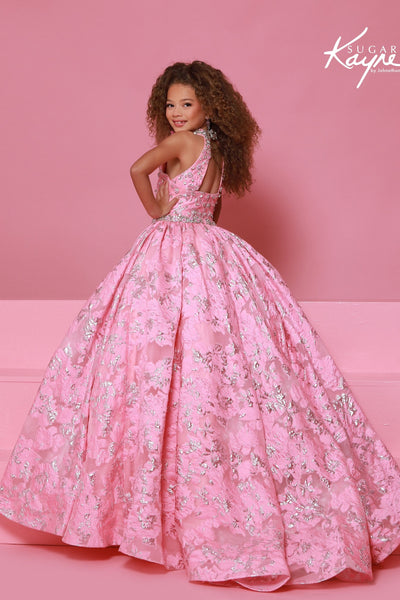 Girls Floral Brocade Pageant Gown | Sugar Kayne Dress