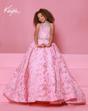 Girls Floral Brocade Pageant Gown | Sugar Kayne Dress