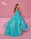 Girls Pageant Ball Gown with Crystal Illusion Details | Sugar Kayne