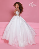 Girls Pageant Ball Gown with Crystal Illusion Details | Sugar Kayne