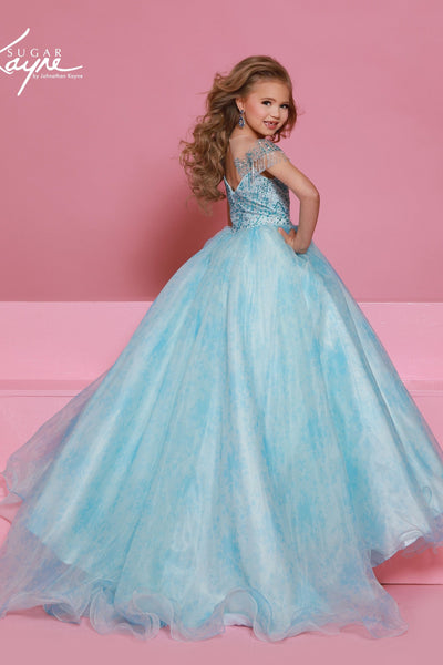 Girls Pageant Ball Gown with Beaded Bodice | Sugar Kayne