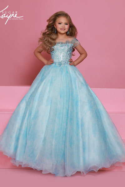 Girls Pageant Ball Gown with Beaded Bodice | Sugar Kayne