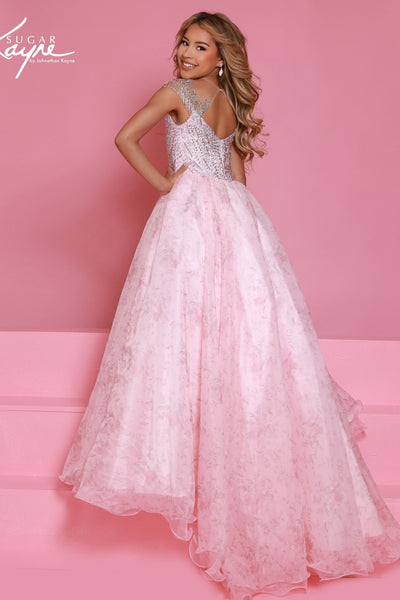 Girls Pageant Ball Gown with Beaded Bodice | Sugar Kayne