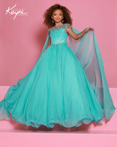 Girls Pageant Gown with Cape | Sugar Kayne Couture Dress
