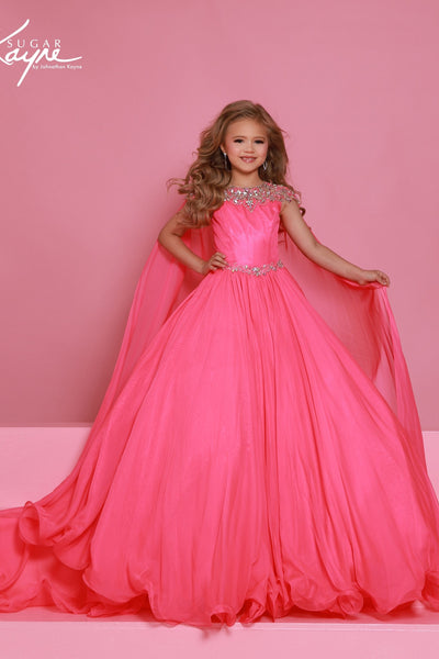 Girls Pageant Gown with Cape | Sugar Kayne Couture Dress