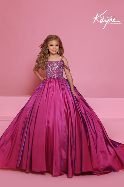 Girls Pageant Ball Gown with Beaded Bodice | Sugar Kayne