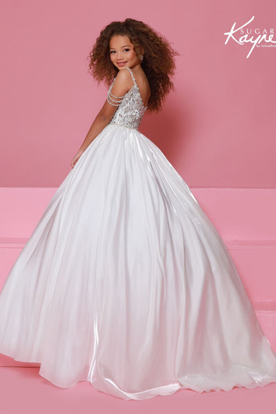 Girls Pageant Ball Gown with Beaded Bodice | Sugar Kayne