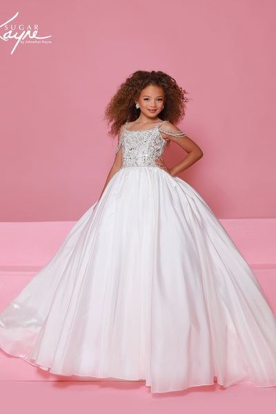 Girls Pageant Ball Gown with Beaded Bodice | Sugar Kayne