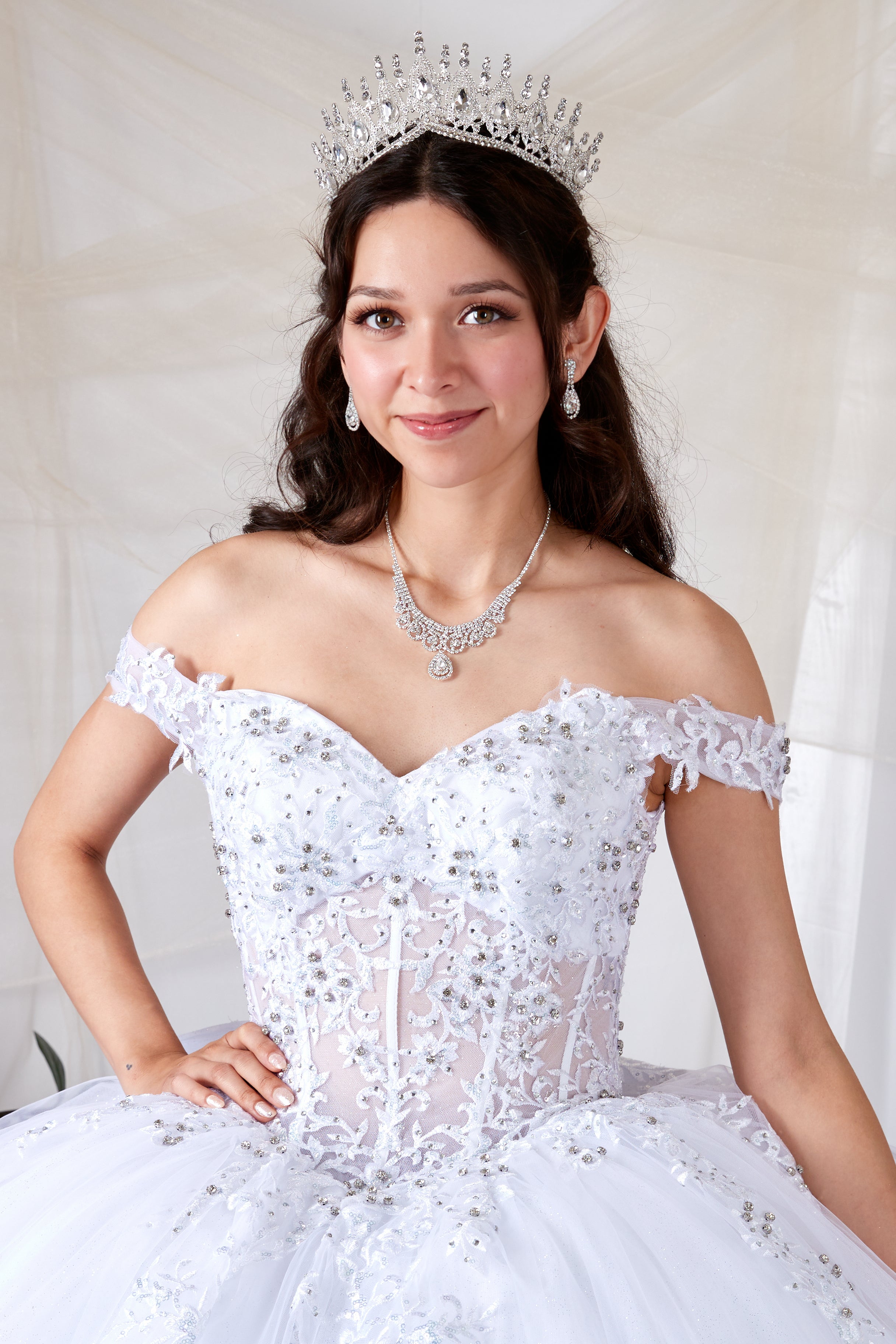 Princess Collection White Crystal Ball Gown Off-Shoulder Pageant Dre BLUSH KIDS INC. Princess Collection White Crystal Ball Gown Off-Shoulder Pageant Dre BLUSH KIDS INC.