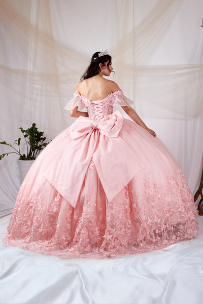Zarina Pink Butterfly Quinceañera Dress | Princess Ballgown
