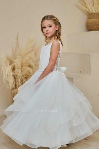 Teter Warm Gorgeous Flower Girl Communion Party Lace Tulle Dress