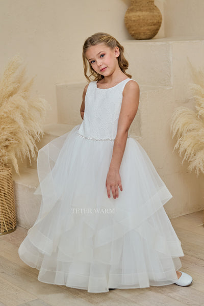 Teter Warm Gorgeous Flower Girl Communion Party Lace Tulle Dress