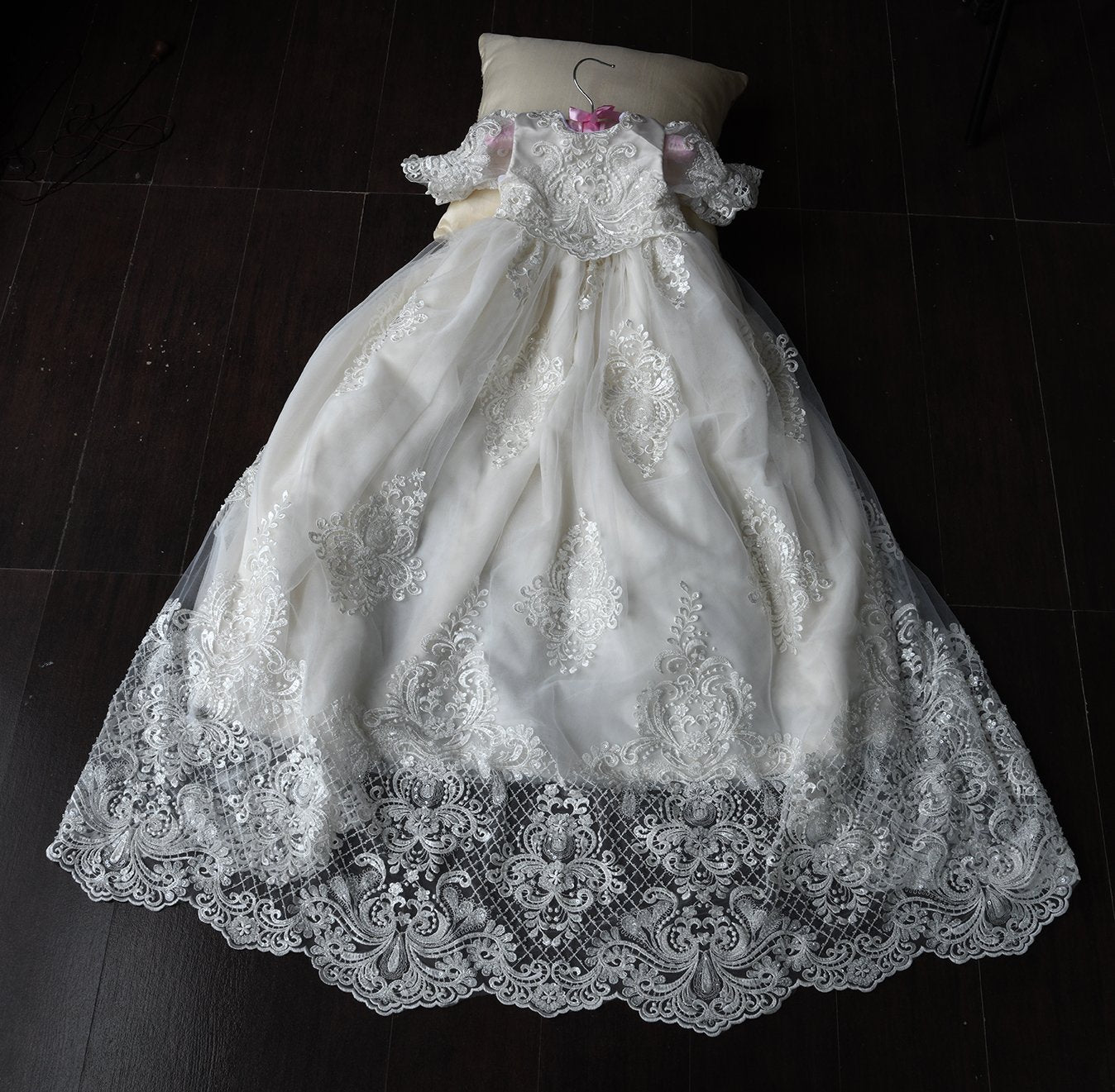 Luxurious Beaded Lace Baptism Christening Gown For Baby