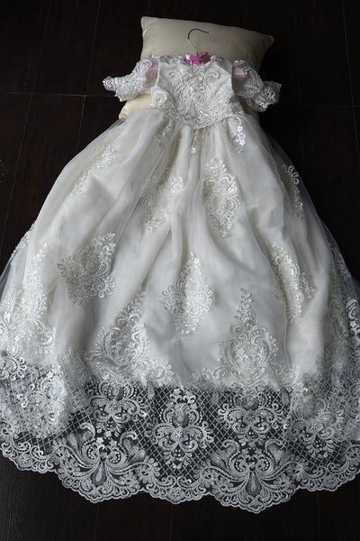 Luxurious Beaded Lace Baptism Christening Gown For Baby