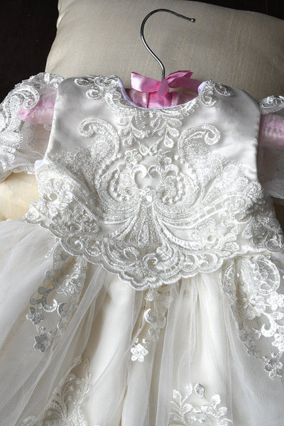 Luxurious Beaded Lace Baptism Christening Gown For Baby