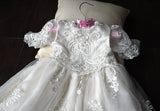 Luxurious Beaded Lace Baptism Christening Gown For Baby