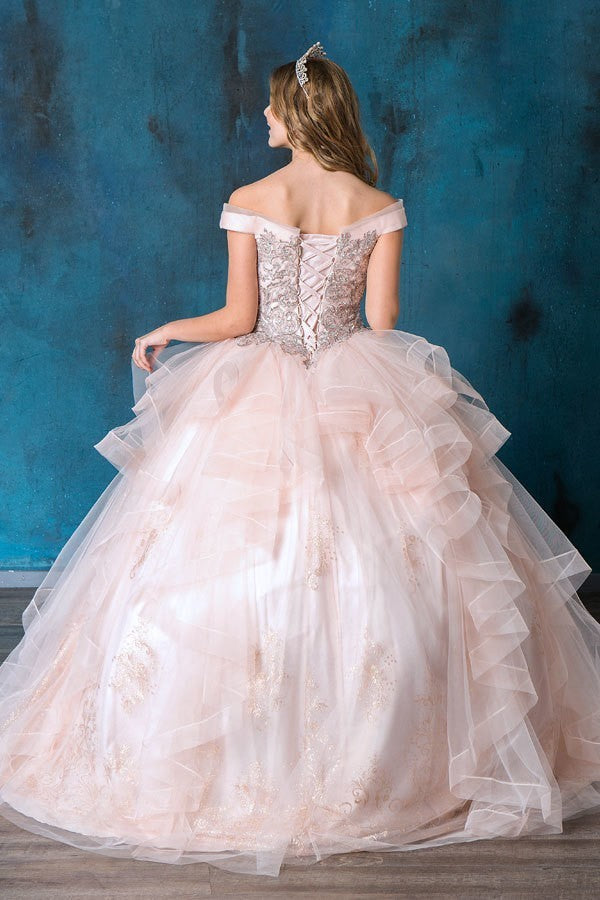 Special Occasion Beaded Off The Shoulder Chiffon Gown For Quince