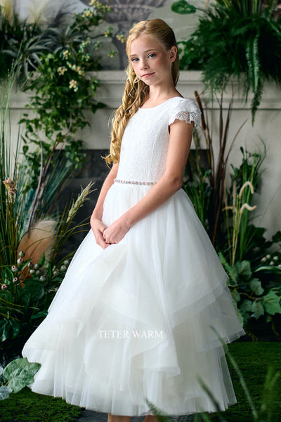 Teter Warm Couture Girls Lace Tulle Communion Special Occasion Dress