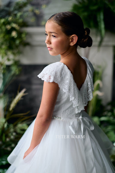 Teter Warm Couture Girls exquisite Lace Tulle Floor Length Dress