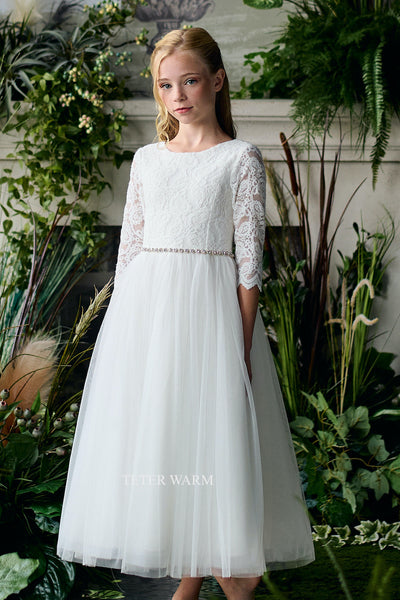 Teter Warm Couture Elegant Lace Tulle Flower Girl Communion Dress