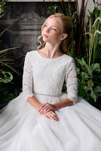 Teter Warm Couture Elegant Lace Tulle Flower Girl Communion Dress
