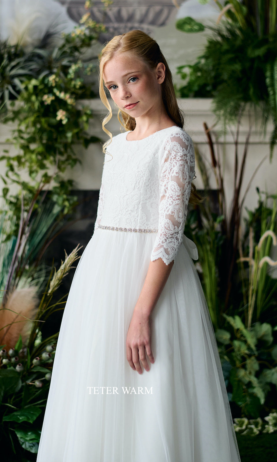 Teter Warm Couture Elegant Lace Tulle Flower Girl Communion Dress