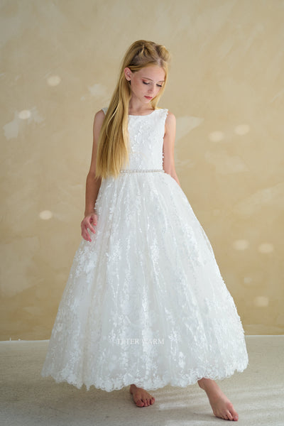 Teter Warm Stunning Communion Flower Girl Floor Length Lace Dress