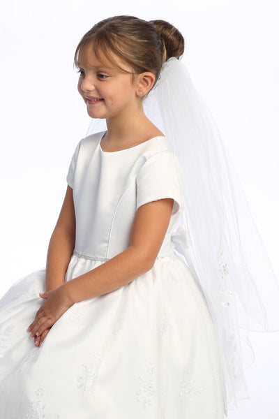 Evie Kids First Communion Veil – Two-Tier Lace Veil