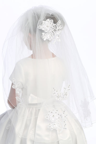 Evie Kids First Communion Veil – Two-Tier Lace Veil
