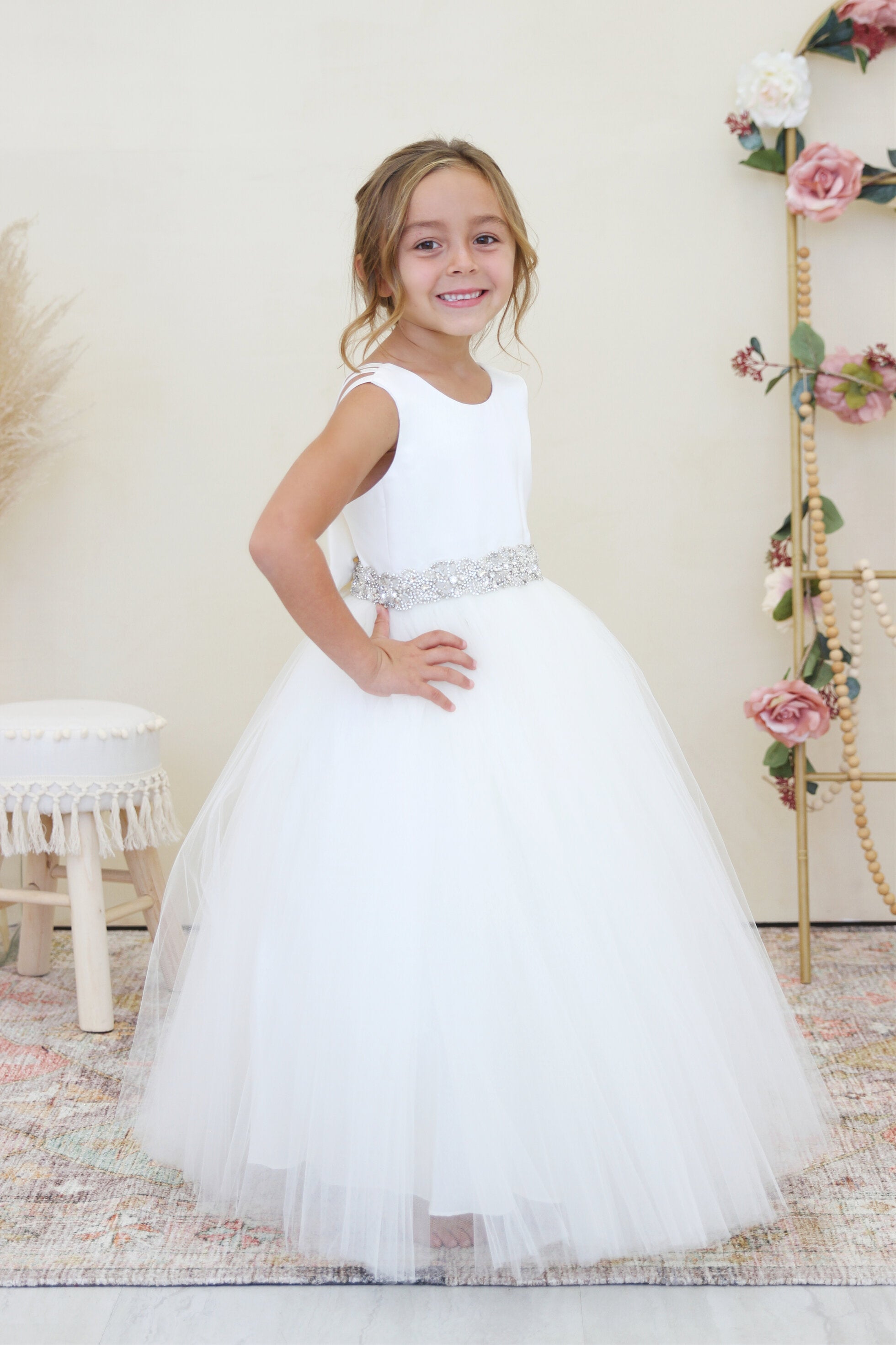 Gorgeous Amalee Couture Tulle Flower Girl Communion Floor Length Dress