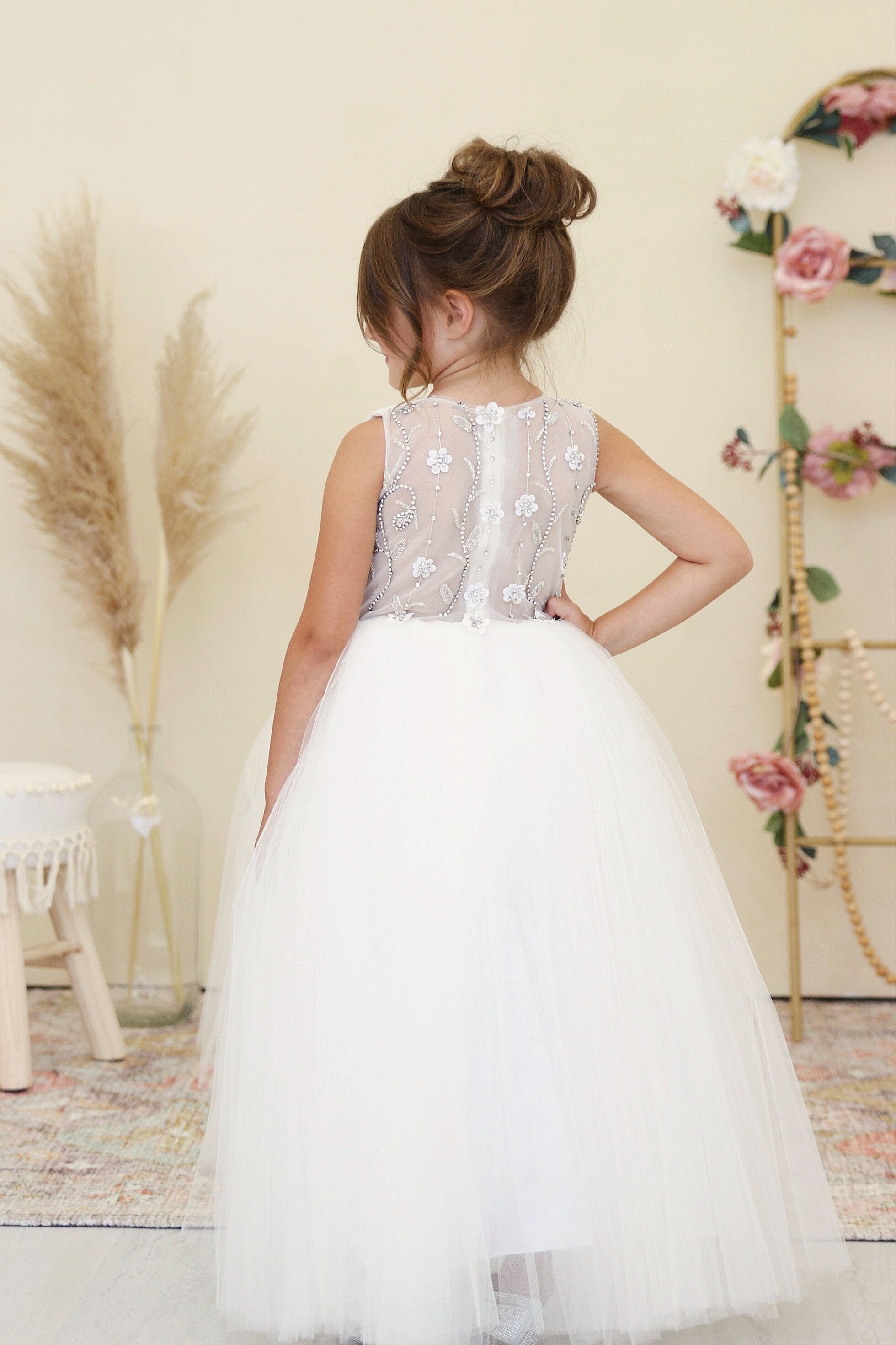 Amalee Couture Floor Length Flower Girl Communion Tulle Dress