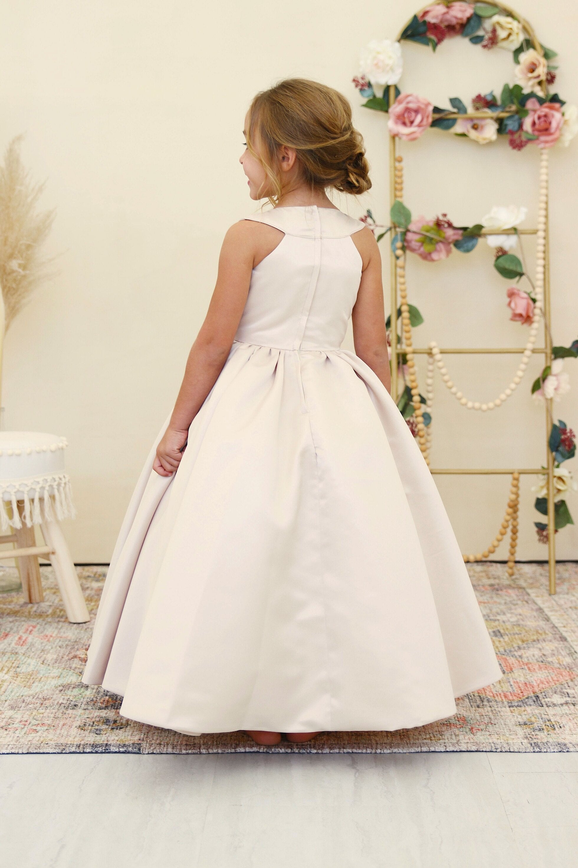 Simply Beautiful Amalee Couture Satin Flower Girl Dress