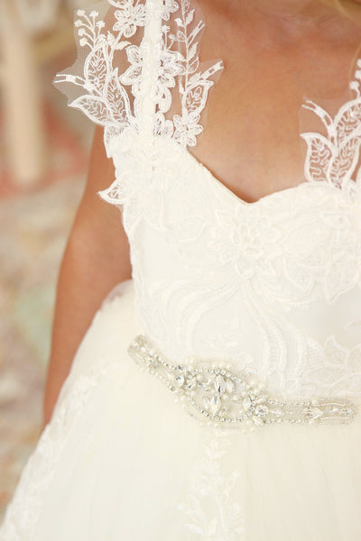 Girls All Over Sequined Lace First Communion Dress By Amalee Couture