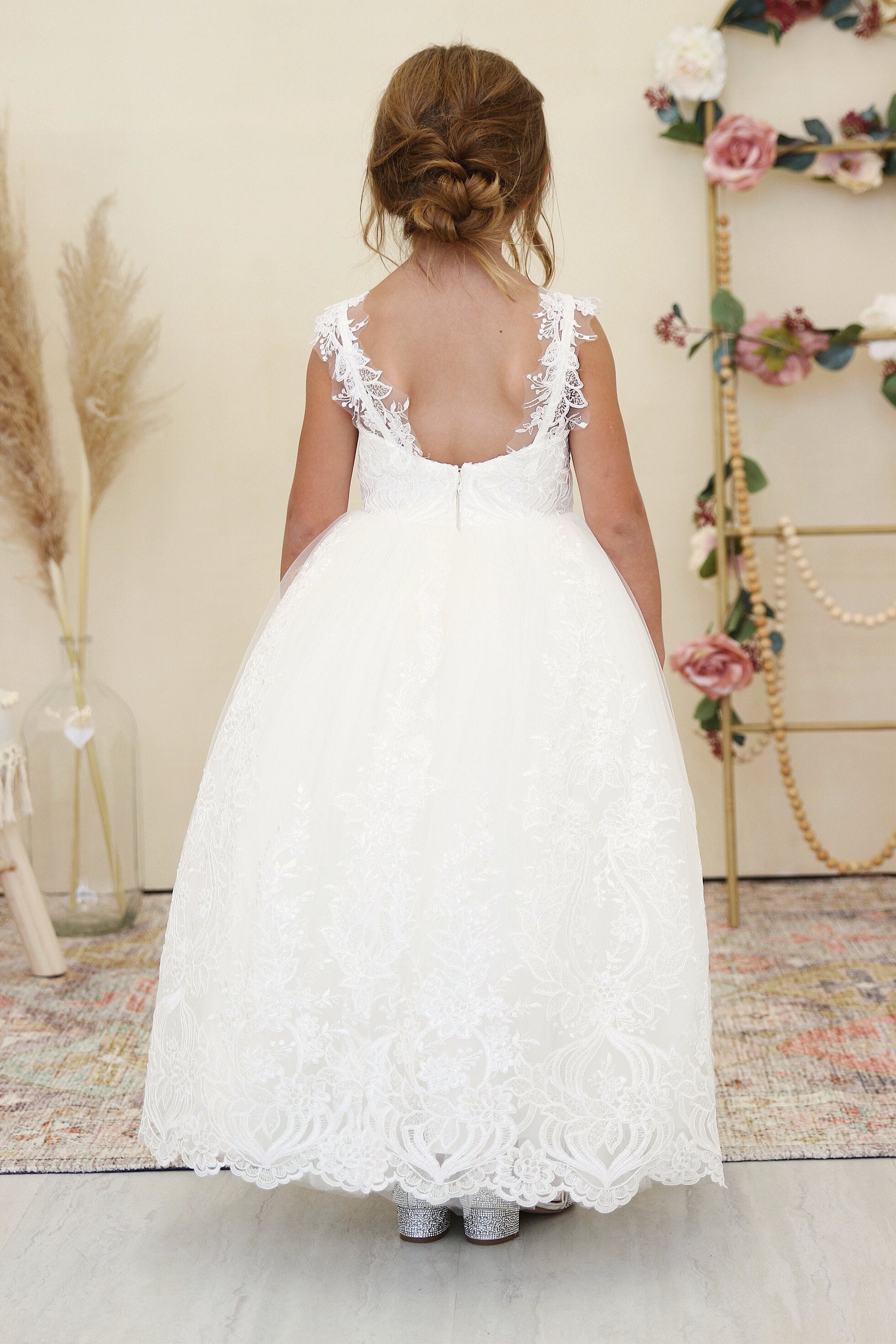 Girls All Over Sequined Lace First Communion Dress By Amalee Couture