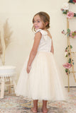 Amalee Couture Wedding Party Special Occasion Satin Tulle Tea Length Dress