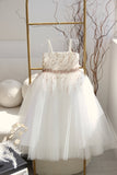 Amalee Couture Girls Crystal Beaded Tulle Flower Girl Party Dress