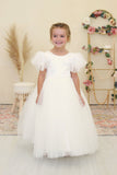 Amalee Couture Girls Communion Flower Girl Wedding Party Satin Tulle Dress