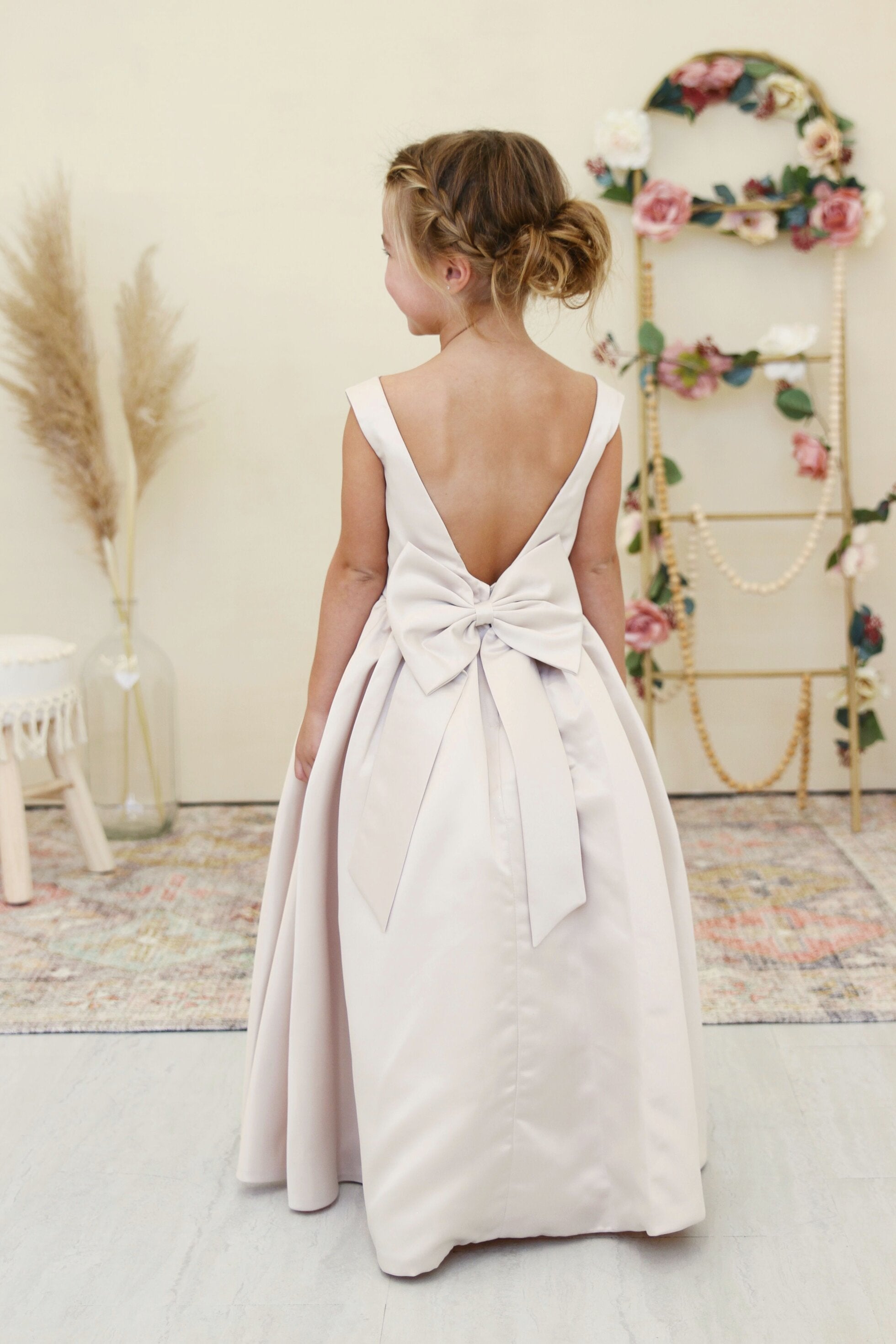 Girls Simply Beautiful Amalee Couture Wedding Party Flower Girl Satin Dress