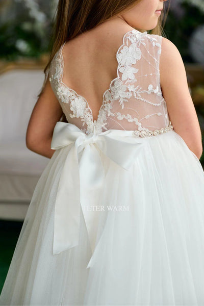 Teter Warm Couture Chloe Flower Girl Dress with Tulle 3D Floral Accent