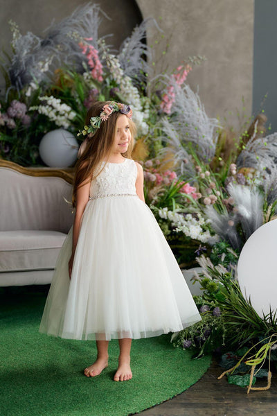 Teter Warm Couture Chloe Flower Girl Dress with Tulle 3D Floral Accent