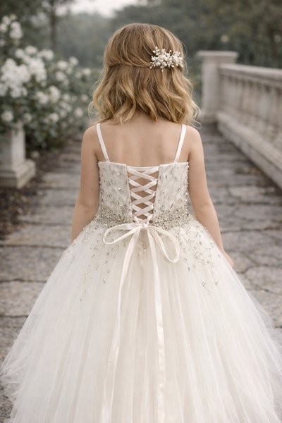 Girls’ Sparkling Tulle Ball Gown – Elegant Dress for Communion & Special Events