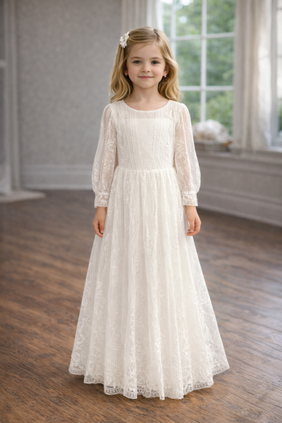 Amalee Couture Lace Communion Gown – Elegant Flower Girl Dress
