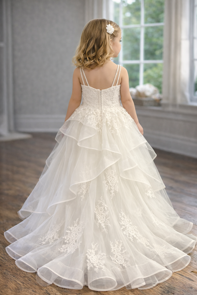 Amalee Couture Girls Flower Girl Dress Luxury Pageant Gown with Train
